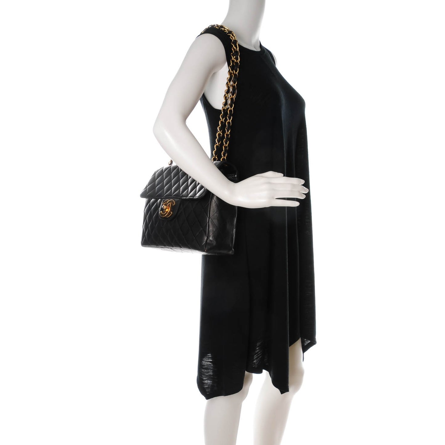 Lambskin Quilted Jumbo Flap Black