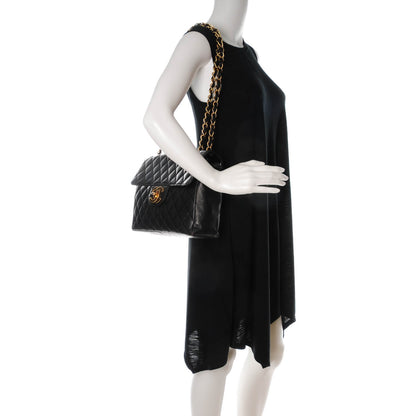 Chanel Lambskin Quilted Jumbo Flap Black 2 of 13