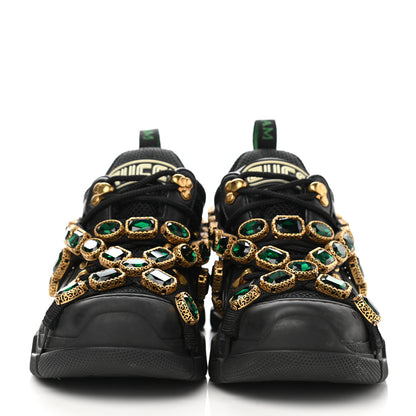 Gucci X SEGA Mesh Suede Calfskin Removable Crystals Womens Flashtrek Sneakers 37.5 Black Silver 1 of 9