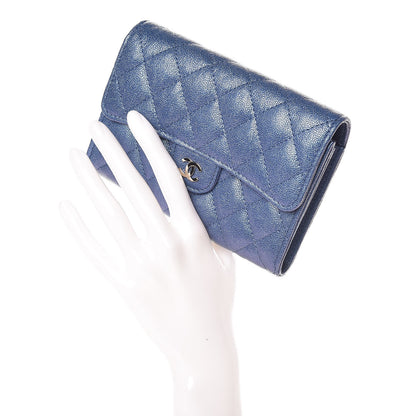 Chanel Iridescent Caviar Quilted Medium Flap Wallet Blue 2 of 11