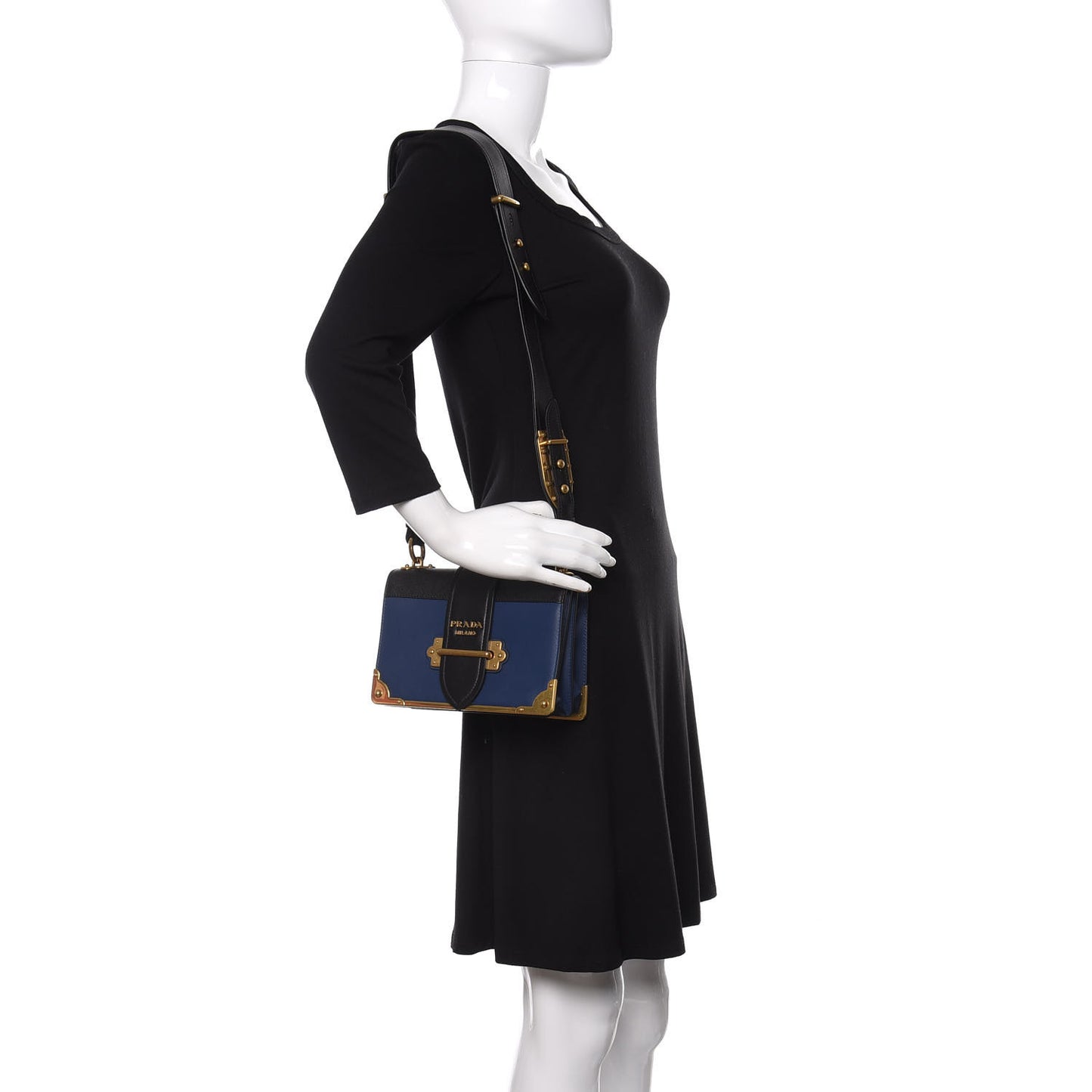 City Calf Saffiano Cahier Bag Bluette Black