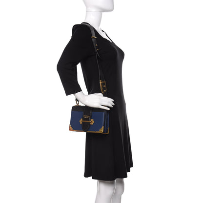 Prada City Calf Saffiano Cahier Bag Bluette Black 2 of 9