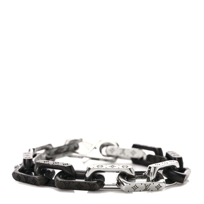 Louis Vuitton Metal Monogram Chain Bracelet Silver Black 1 of 5