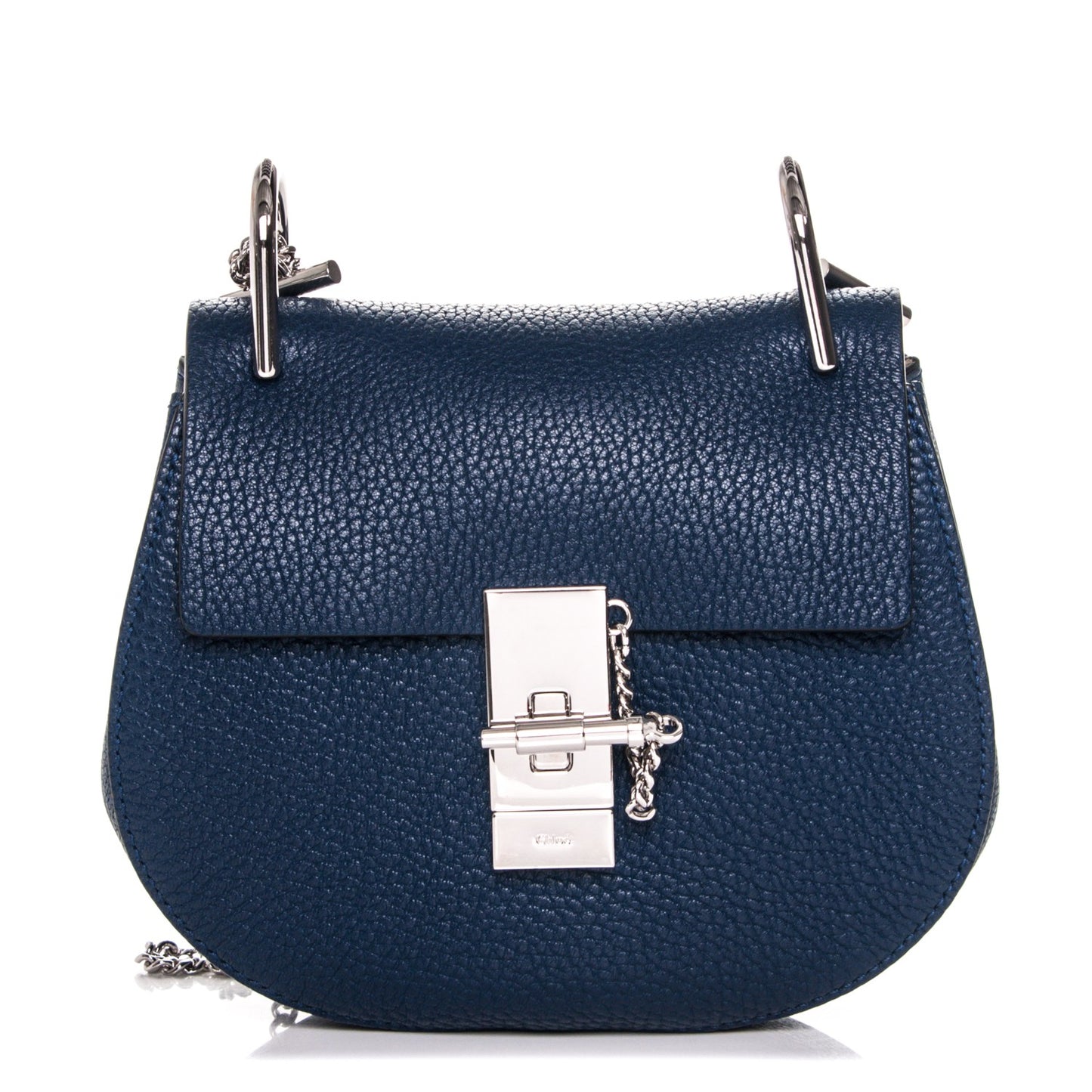 Grained Lambskin Mini Drew Shoulder Bag Royal Navy