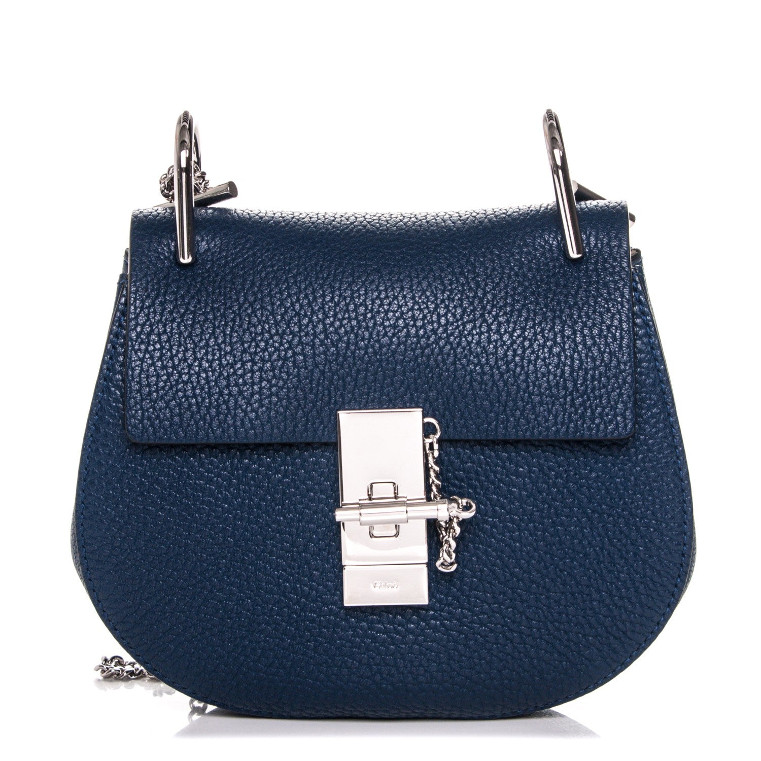 Chloe Grained Lambskin Mini Drew Shoulder Bag Royal Navy 1 of 7