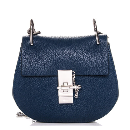 Chloe Grained Lambskin Mini Drew Shoulder Bag Royal Navy 1 of 7