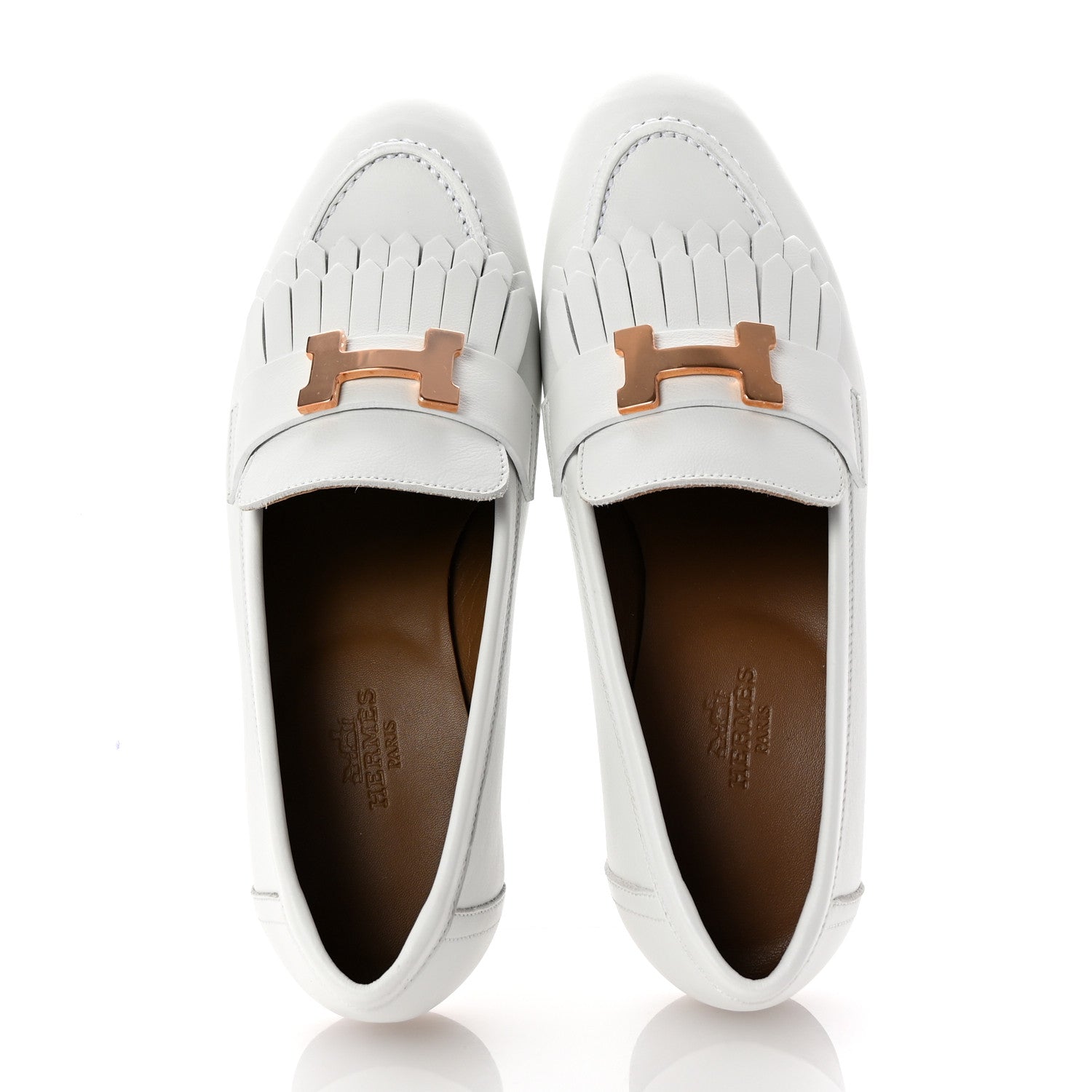 Hermes Calfskin Womens Royal Loafers 36 White 2 of 10