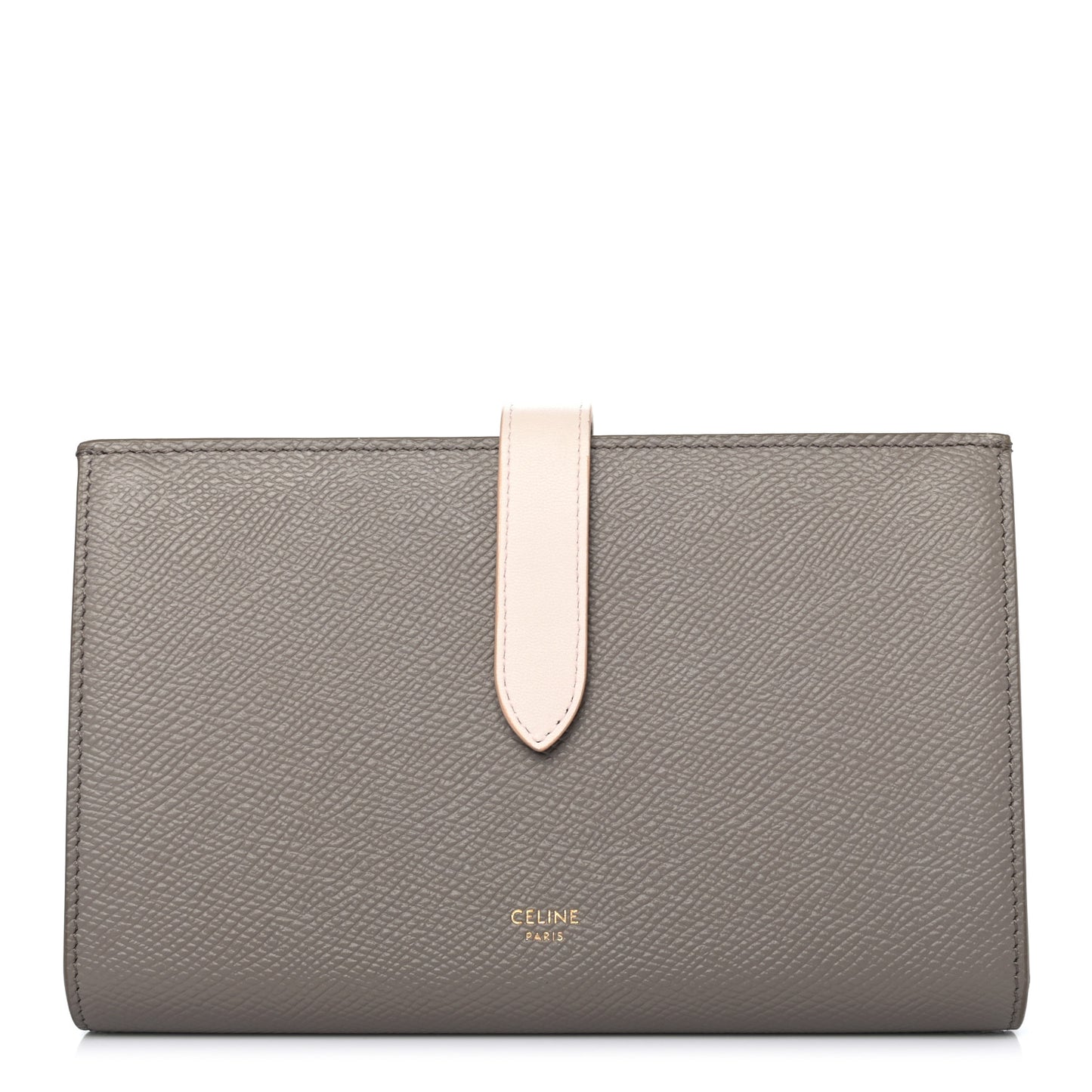 Grained Calfskin Medium Multifunction Strap Wallet Pebble Pale Pink
