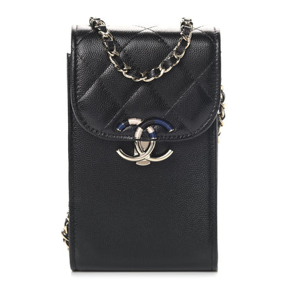Chanel Caviar Quilted Phone Case With Chain Black 1 of 4