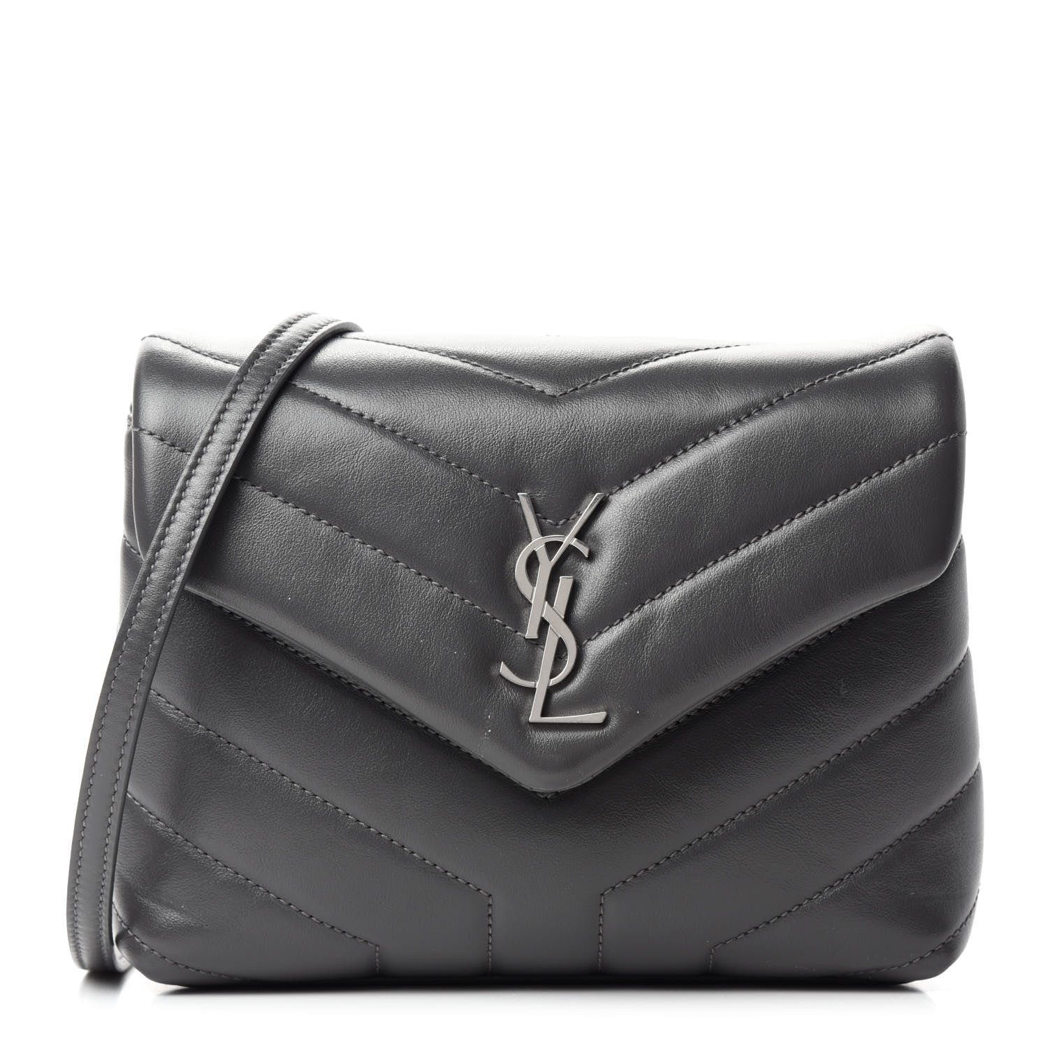 Saint Laurent Calfskin Y Quilted Monogram Toy Loulou Crossbody Bag Storm 1 of 14