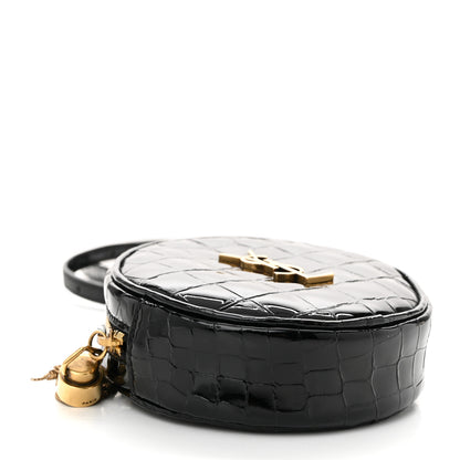 Saint Laurent Patent Crocodile Embossed Round Belt Bag Black 4 of 10
