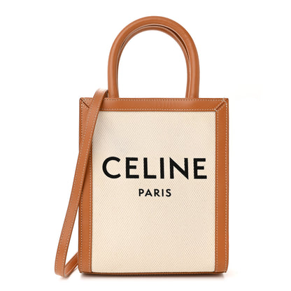 Celine Canvas Calfskin Mini Vertical Cabas Natural Tan 1 of 10