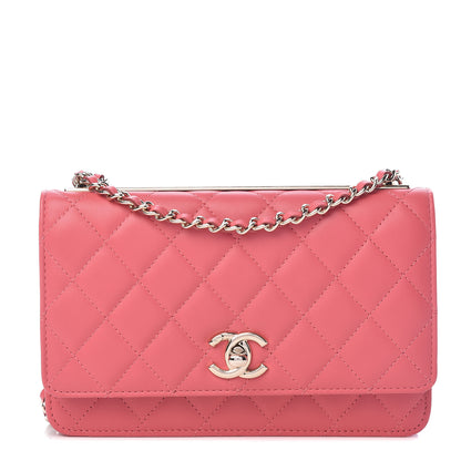 Chanel Lambskin Quilted Trendy CC Wallet On Chain WOC Bright Pink 1 of 12