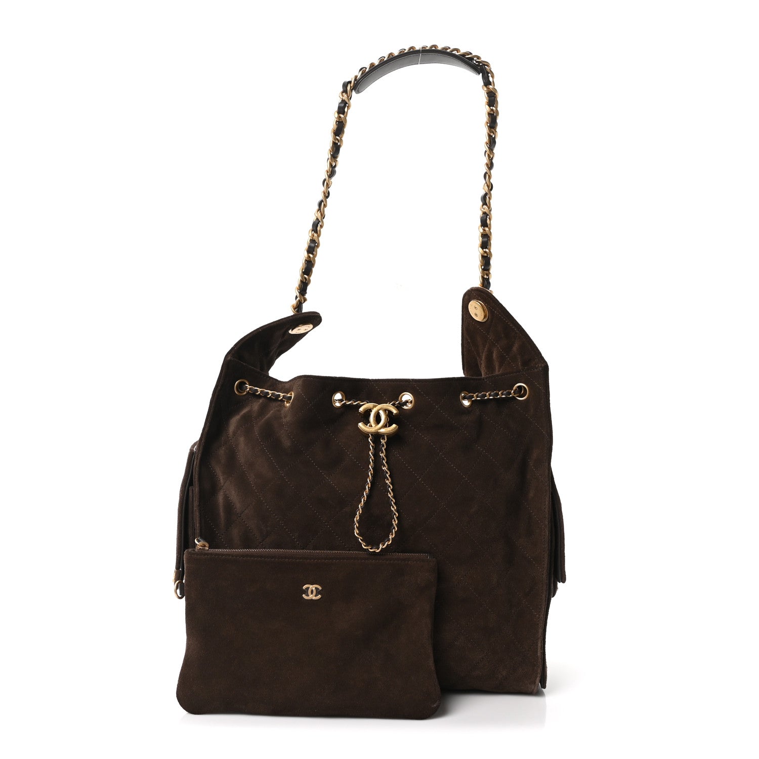 Chanel Suede Quilted Medium Chanel 25 Handbag Dark Brown 3 of 11