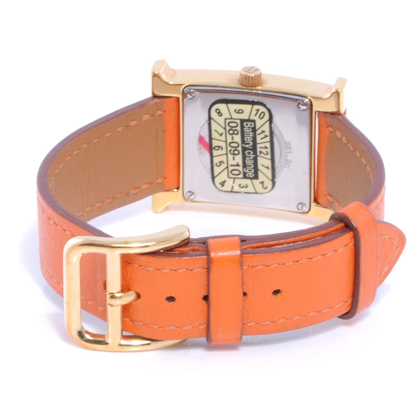 Hermes Stainless Steel Swift 21mm Heure H Hour Quartz Watch Orange 5 of 7
