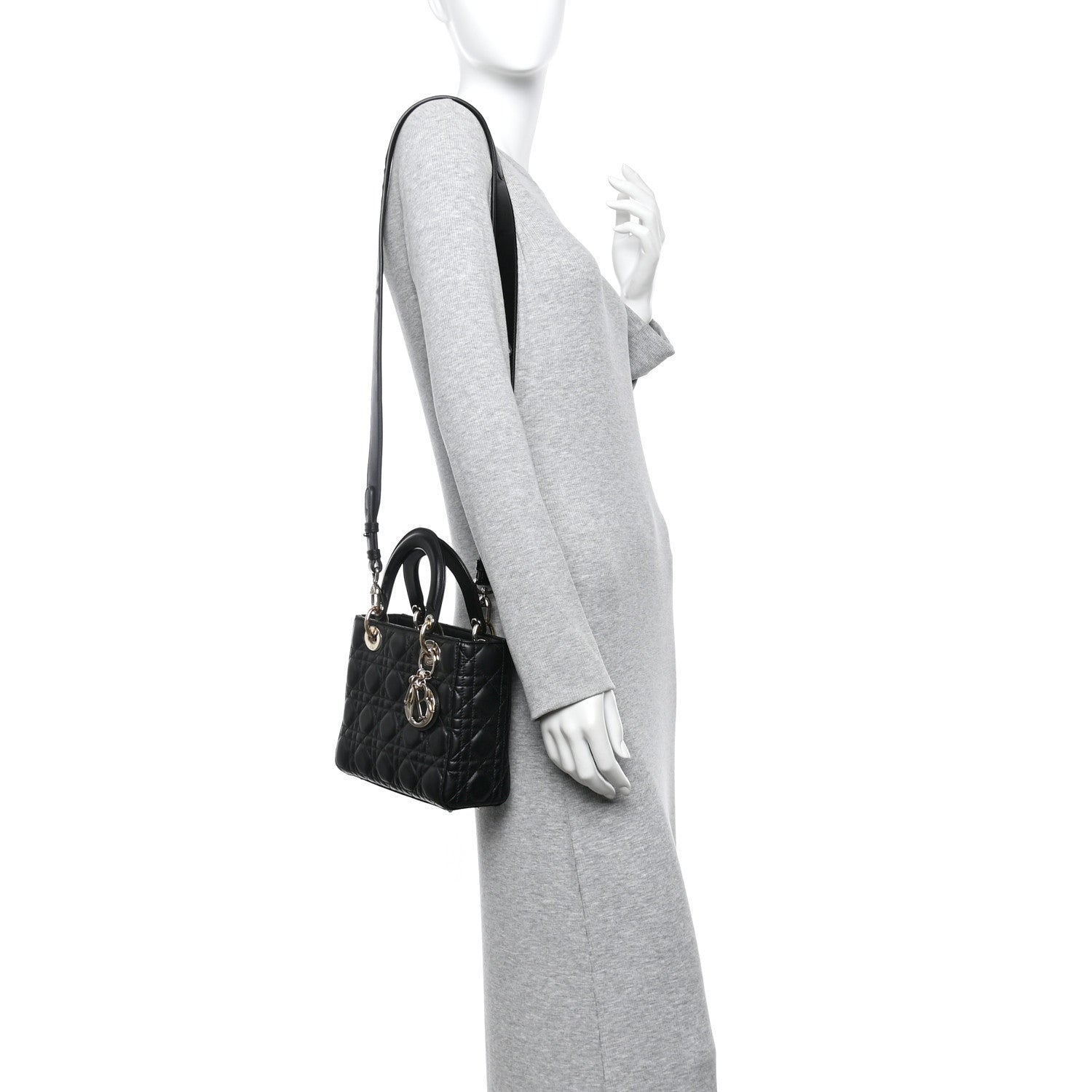 Christian Dior Lambskin Cannage Small Lucky Badges My Lady Dior Black 2 of 14