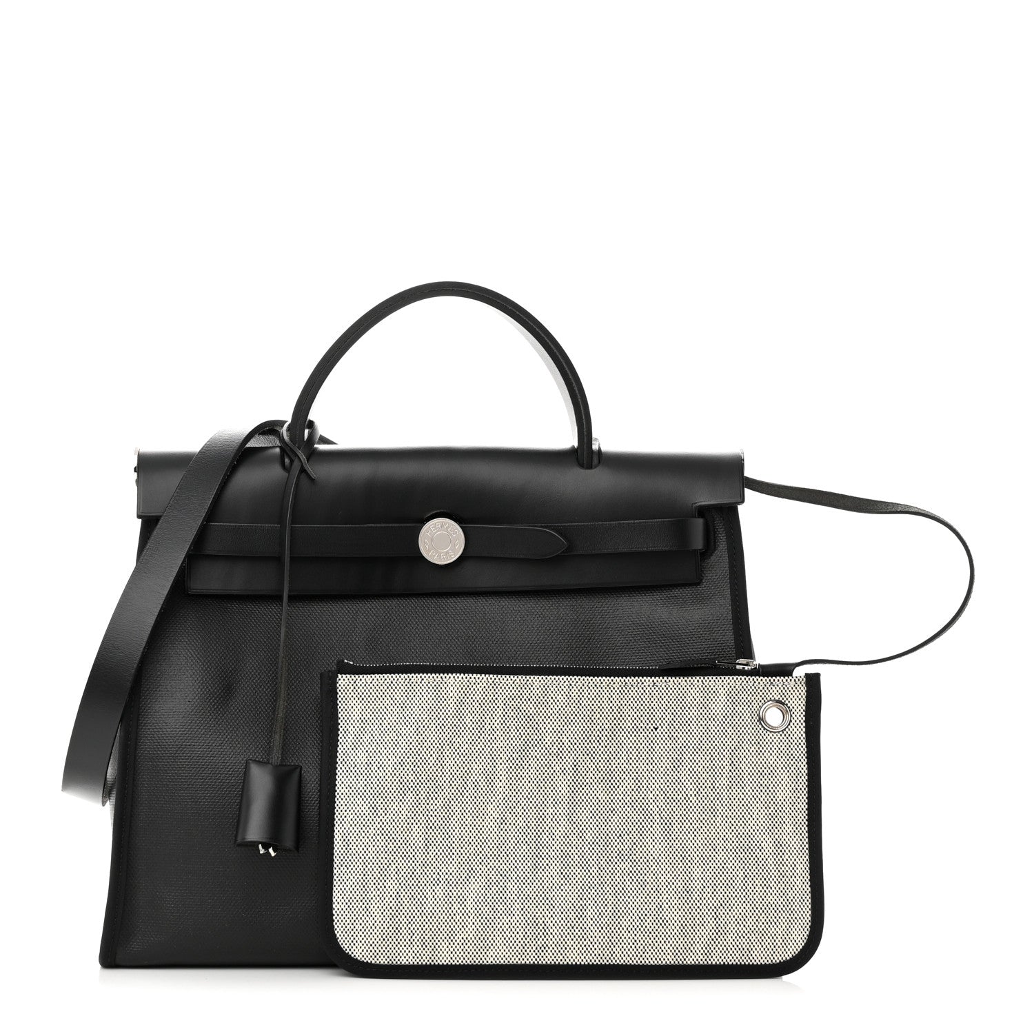 Hermes Toile H Berline Vache Hunter Herbag Zip PM 31 Black Ecru 1 of 12