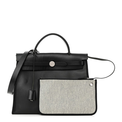 Hermes Toile H Berline Vache Hunter Herbag Zip PM 31 Black Ecru 1 of 12