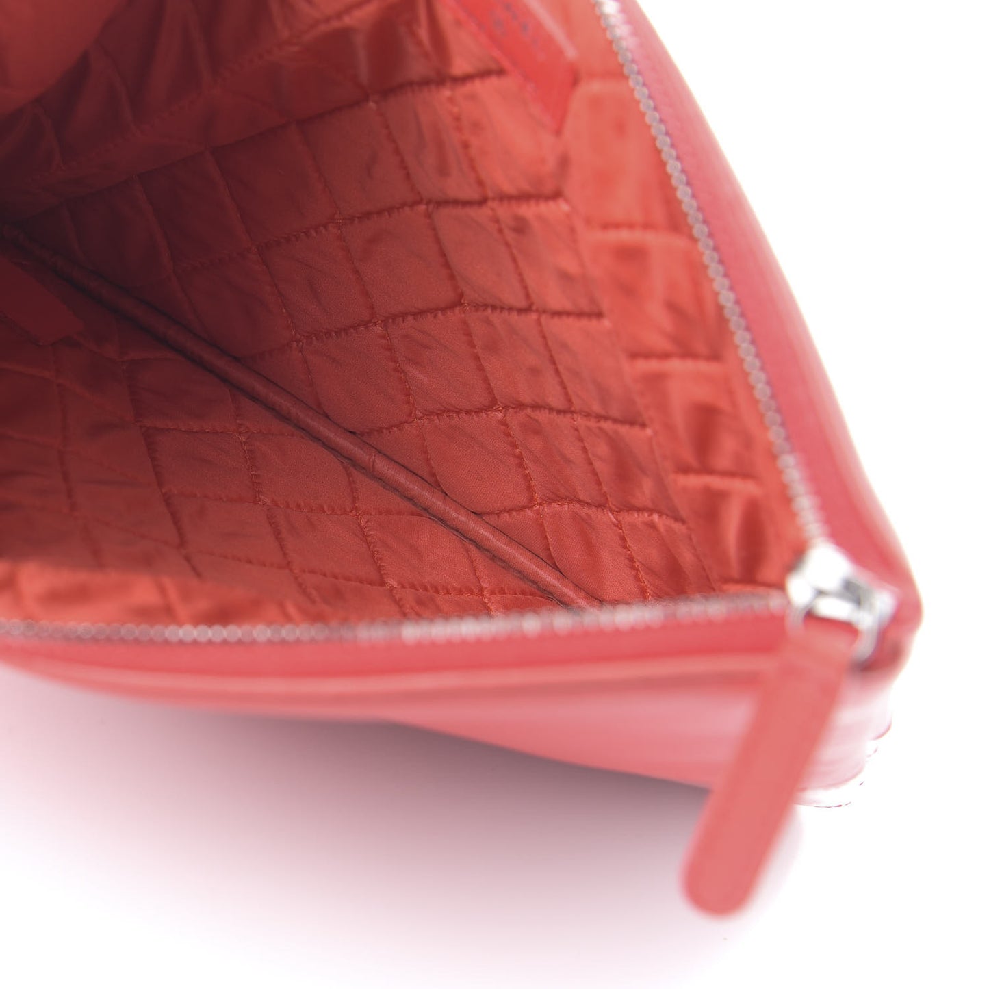 Calfskin Patent Quilted Medium Cosmetic Case Red