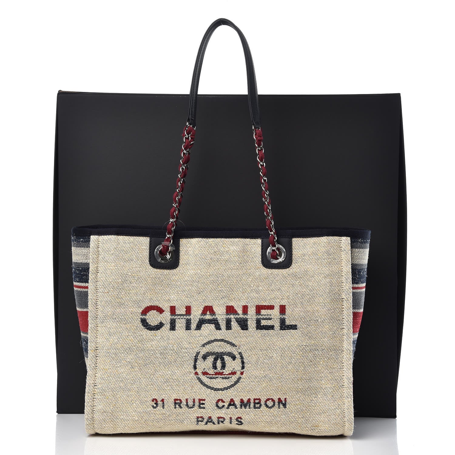 Chanel Striped Canvas Small Deauville Tote Beige 8 of 8