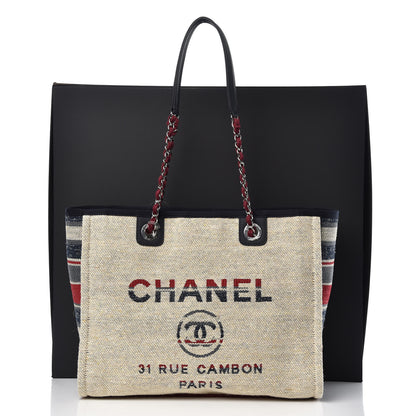 Chanel Striped Canvas Small Deauville Tote Beige 8 of 8