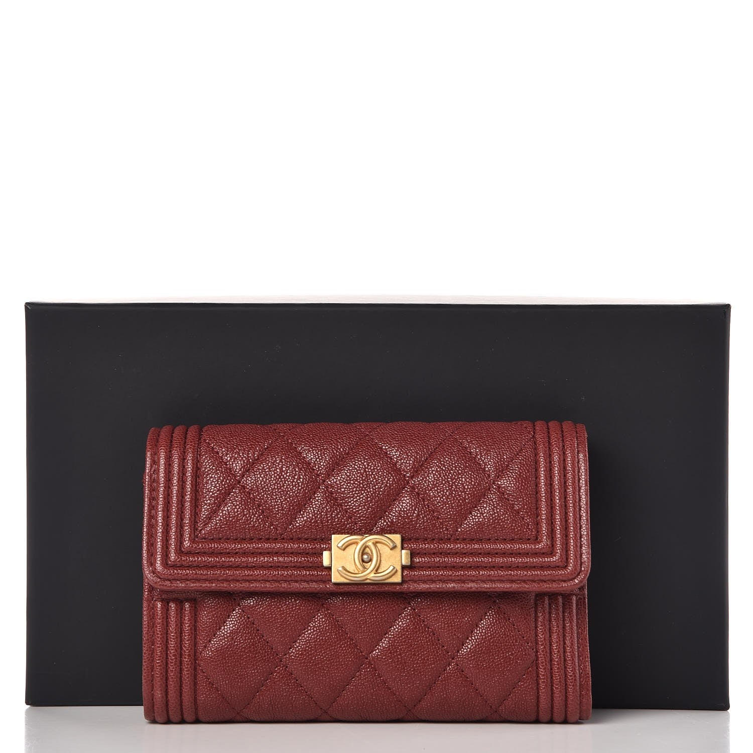 Chanel Caviar Quilted Medium Boy Flap Wallet Burgundy 9 of 9