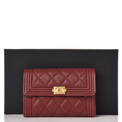 Chanel Caviar Quilted Medium Boy Flap Wallet Burgundy 9 of 9