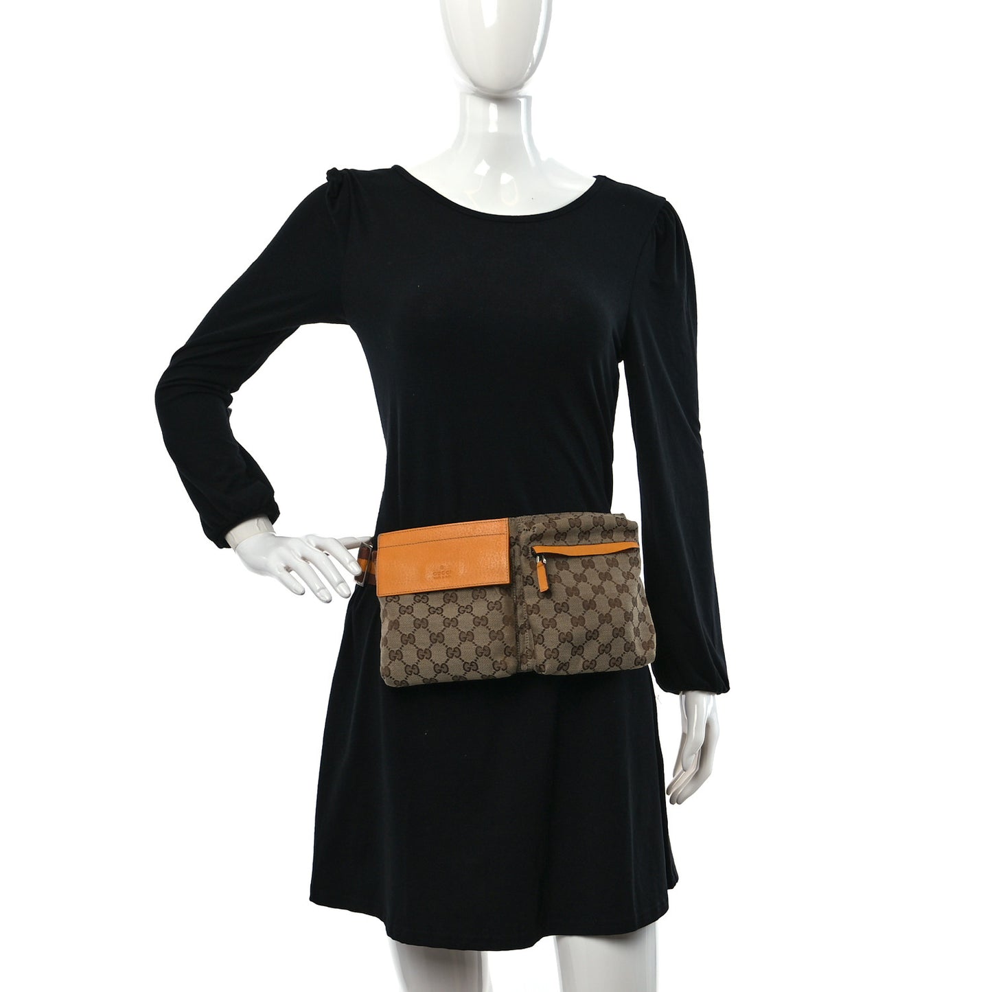 GG Monogram Web Double Pocket Belt Bag Yellow