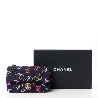 Chanel Printed Fabric Quilted Mini Rectangular Flap Black Pink Blue Yellow Orange 14 of 14