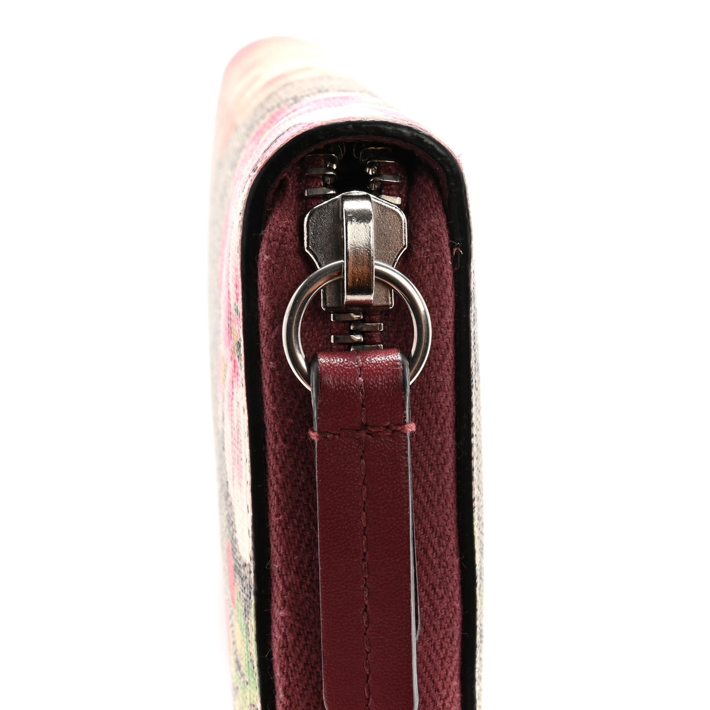 GG Supreme Monogram Blooms Zip Around Wallet Beige Multicolor Dry Rose