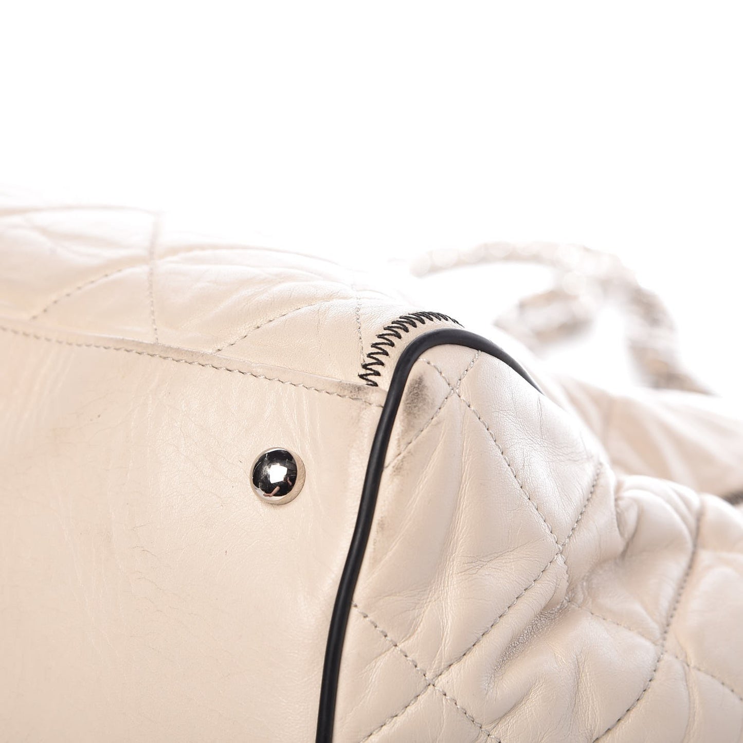 Lambskin Quilted East West Tote Beige