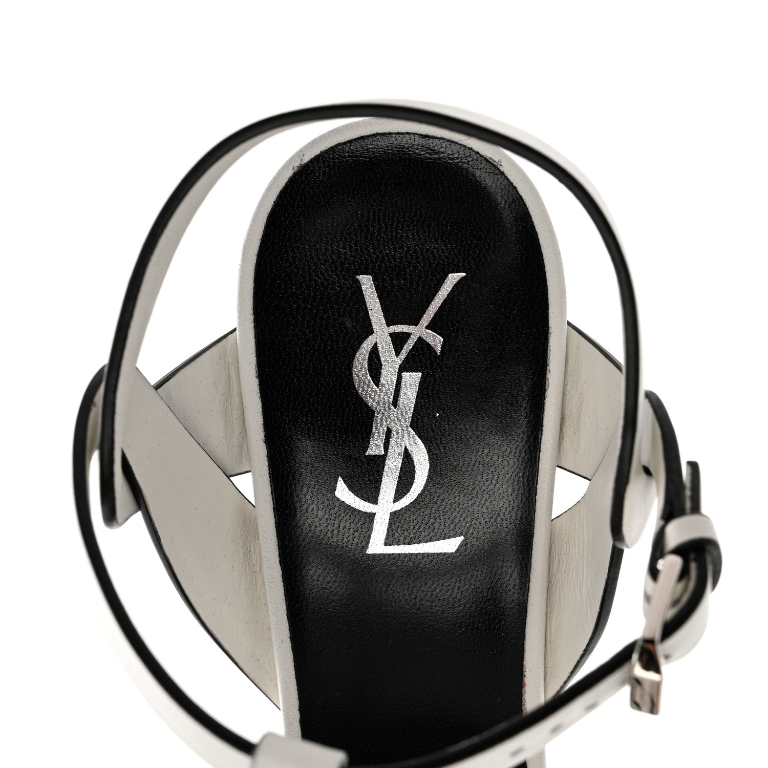 Saint Laurent Calfskin Tribute 105 Platform Sandals 38 White Black 7 of 11