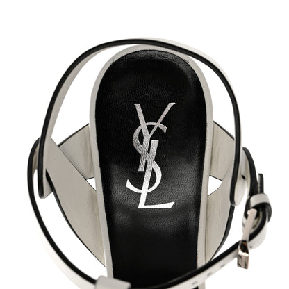 Saint Laurent Calfskin Tribute 105 Platform Sandals 38 White Black 7 of 11