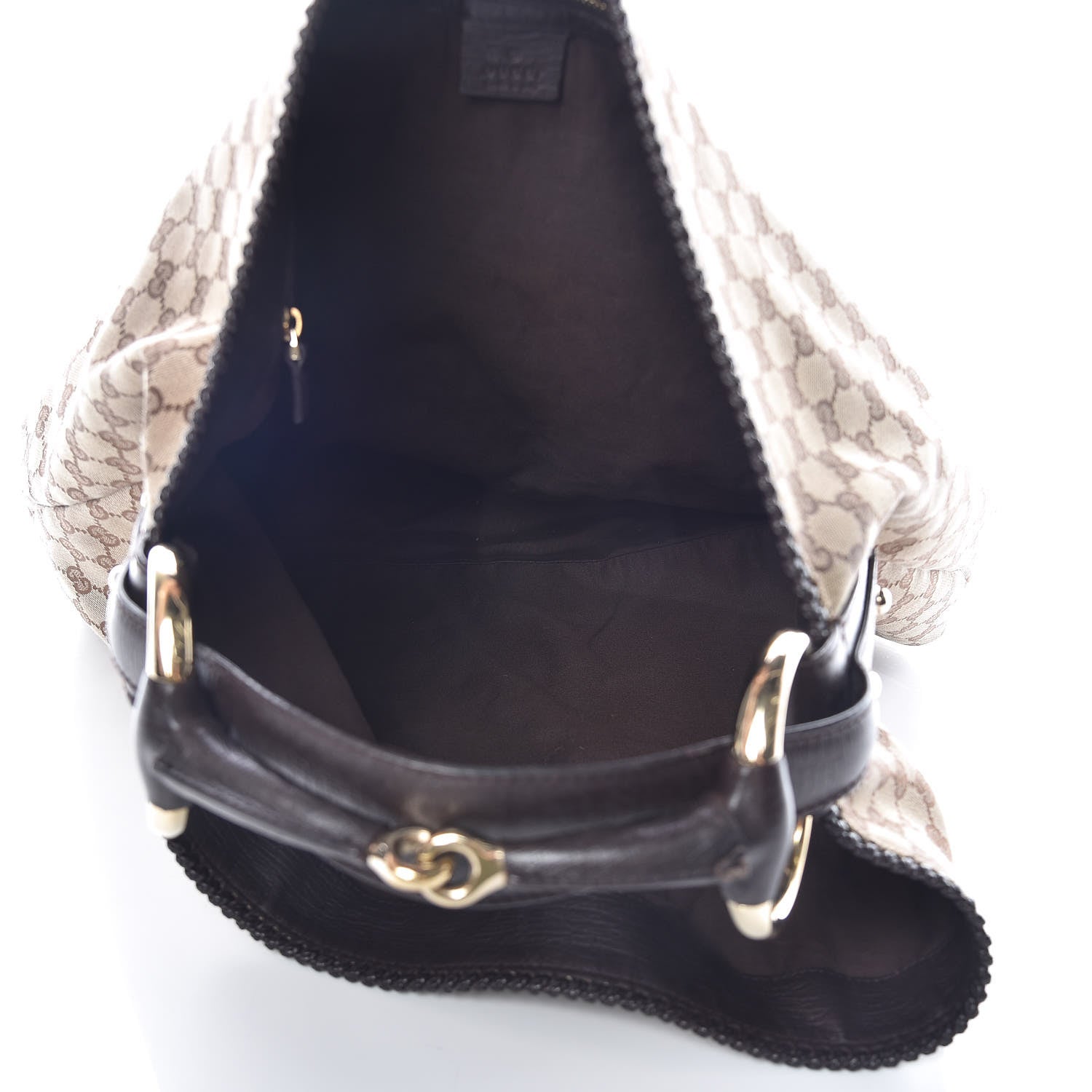 Gucci Monogram Large Horsebit Chain Hobo Dark Brown 5 of 13