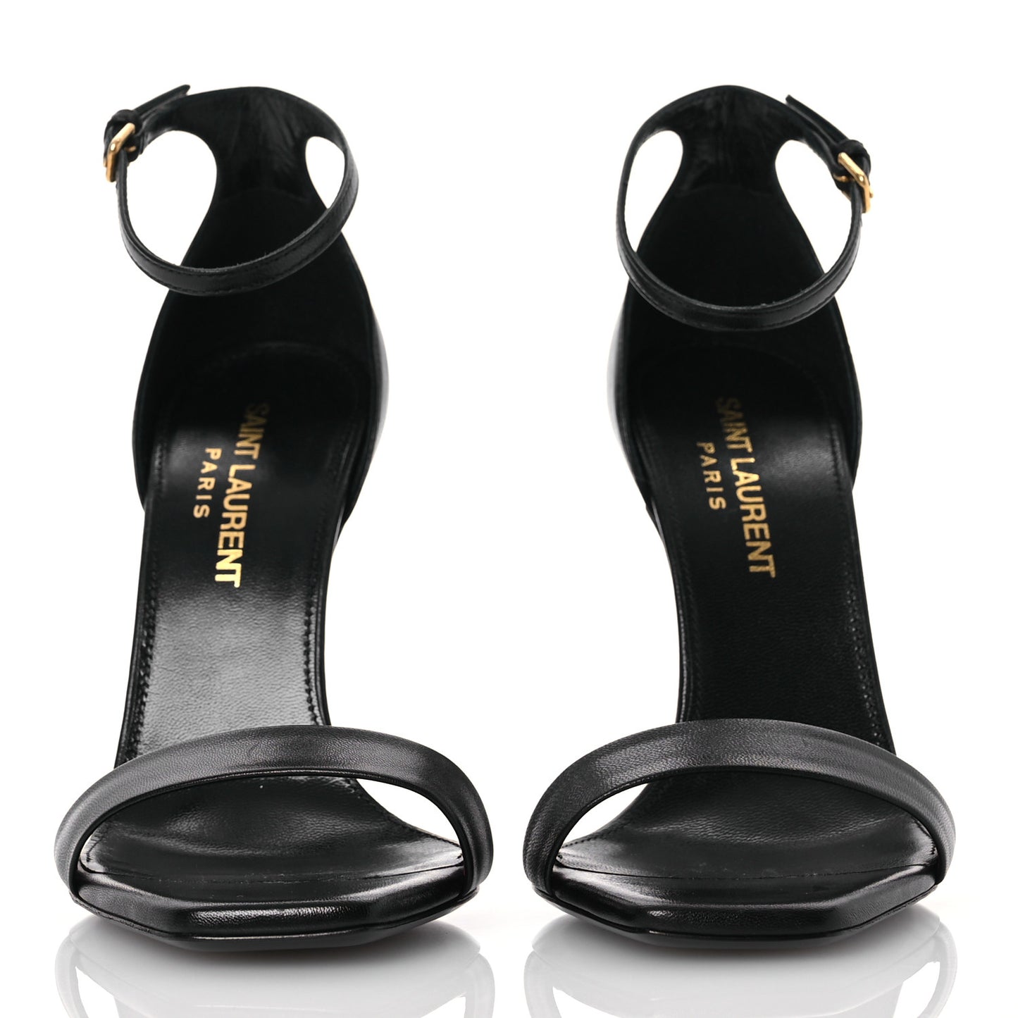 Calfskin Amber 105 Ankle Strap Sandals 34.5 Black