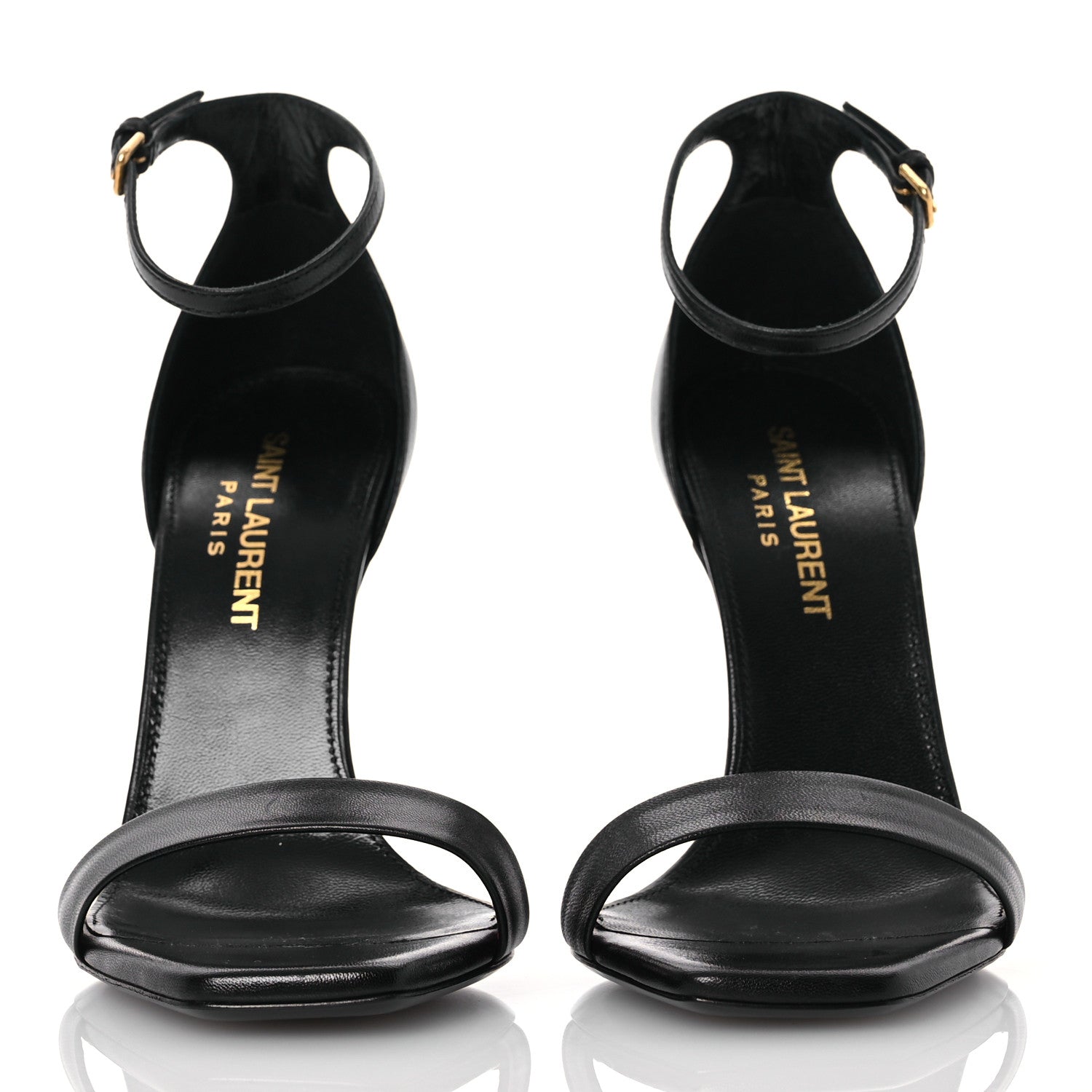 Saint Laurent Calfskin Amber 105 Ankle Strap Sandals 34.5 Black 2 of 13