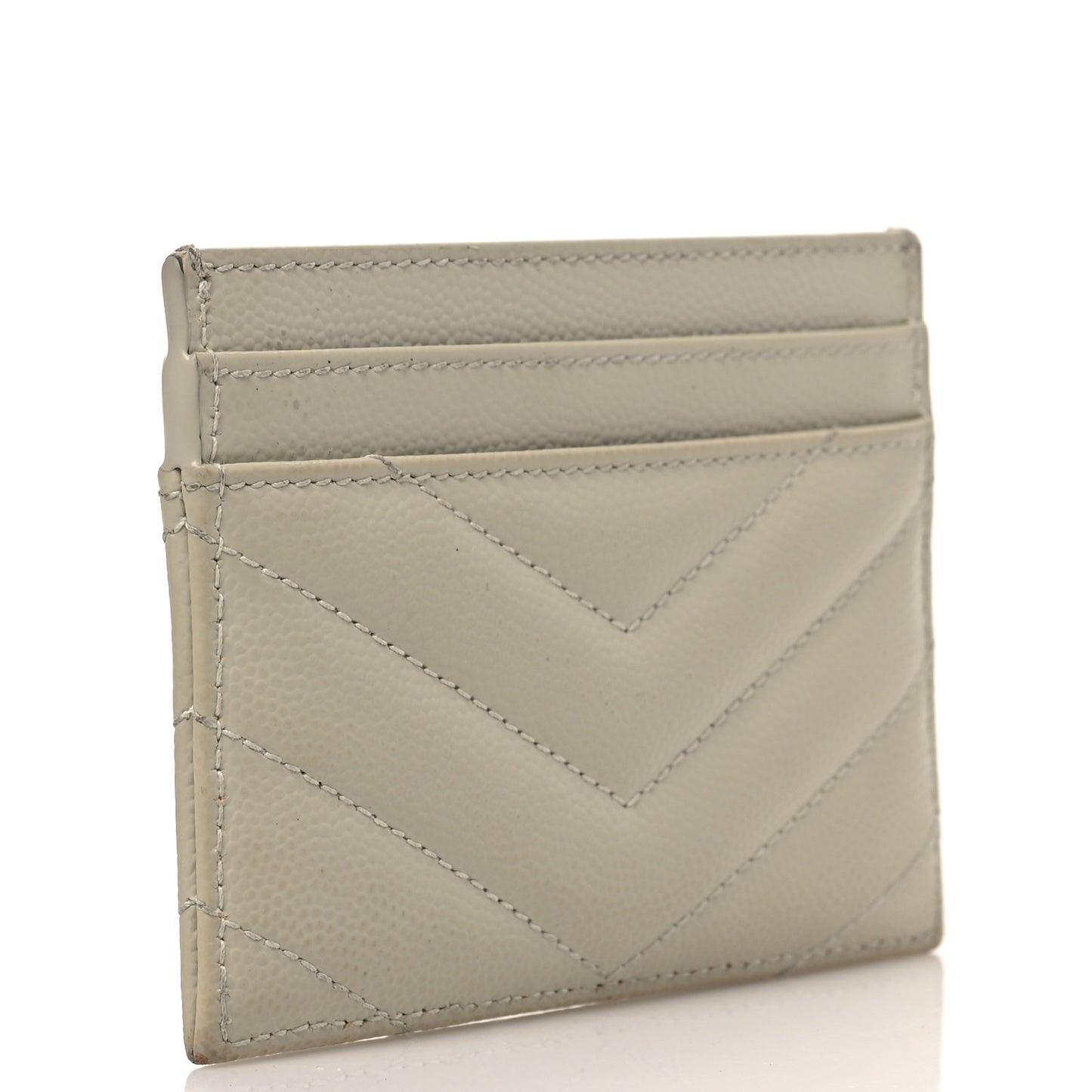 Grain De Poudre Matelasse Chevron Monogram Credit Card Case Crema Soft