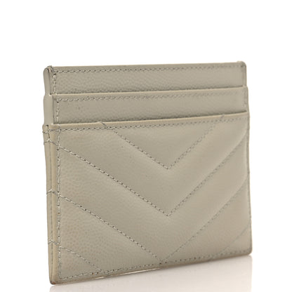 Saint Laurent Grain De Poudre Matelasse Chevron Monogram Credit Card Case Crema Soft 3 of 9