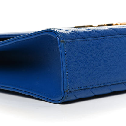 Saint Laurent Grain De Poudre Matelasse Chevron Large Monogram Satchel Blue Majorelle 10 of 16