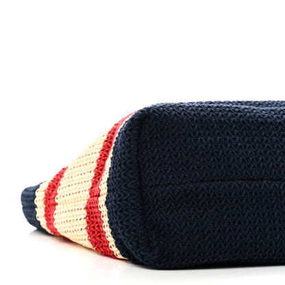 Miu Miu Raffia Crochet Stripe Tote Natural Blue 13 of 18