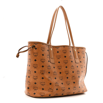 MCM Visetos Medium Liz Reversible Shopper Tote Cognac 5 of 24