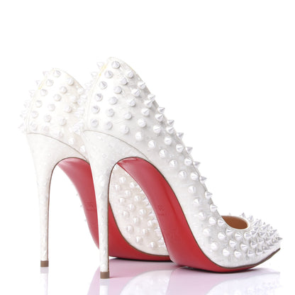 Christian Louboutin Patent Follies Spikes 100 Pumps 39 White 4 of 9
