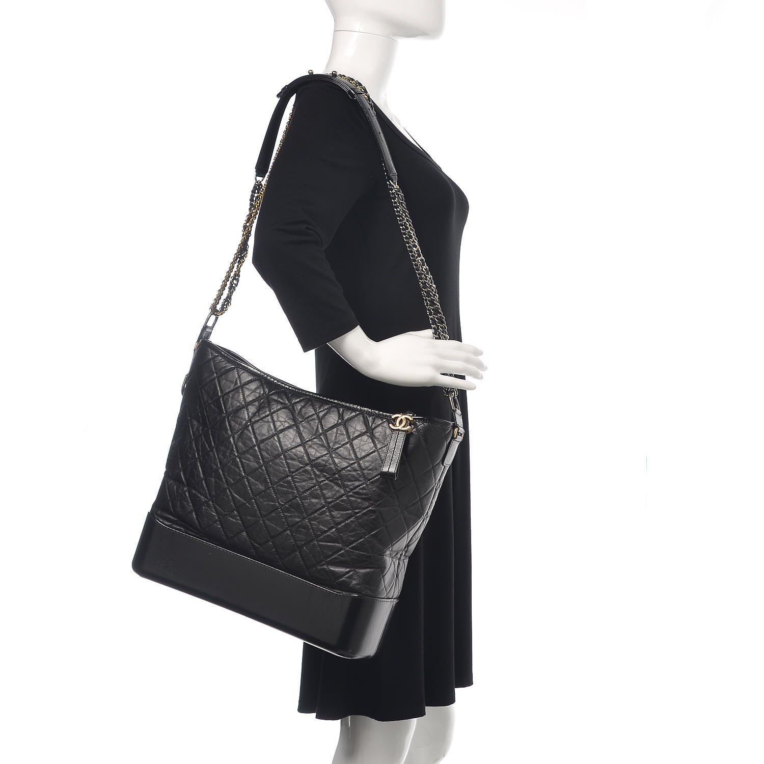 Chanel Aged Calfskin Quilted Maxi Gabrielle Hobo Black 2 of 11