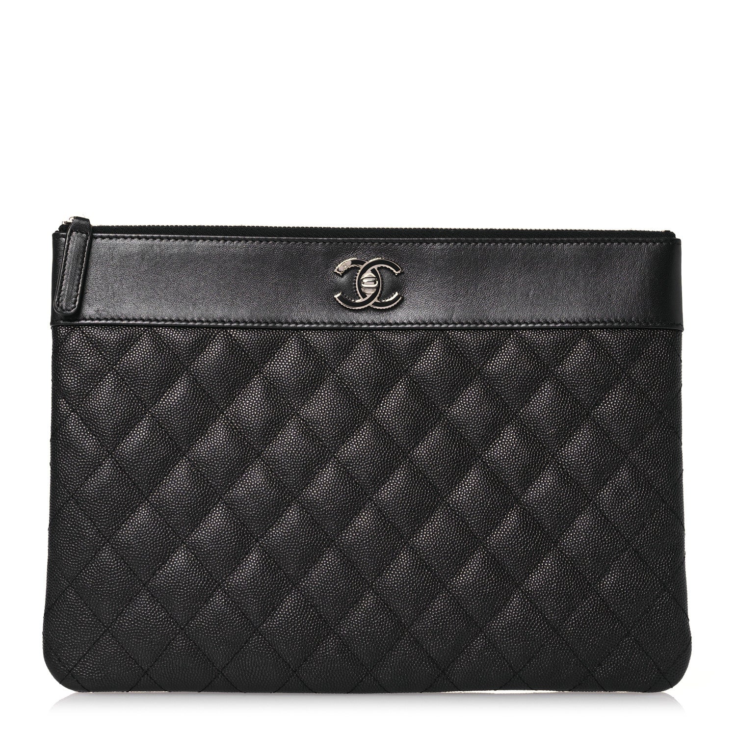 Chanel Caviar Quilted Mademoiselle Vintage Large Zip Pouch Black 1 of 10