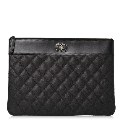 Chanel Caviar Quilted Mademoiselle Vintage Large Zip Pouch Black 1 of 10