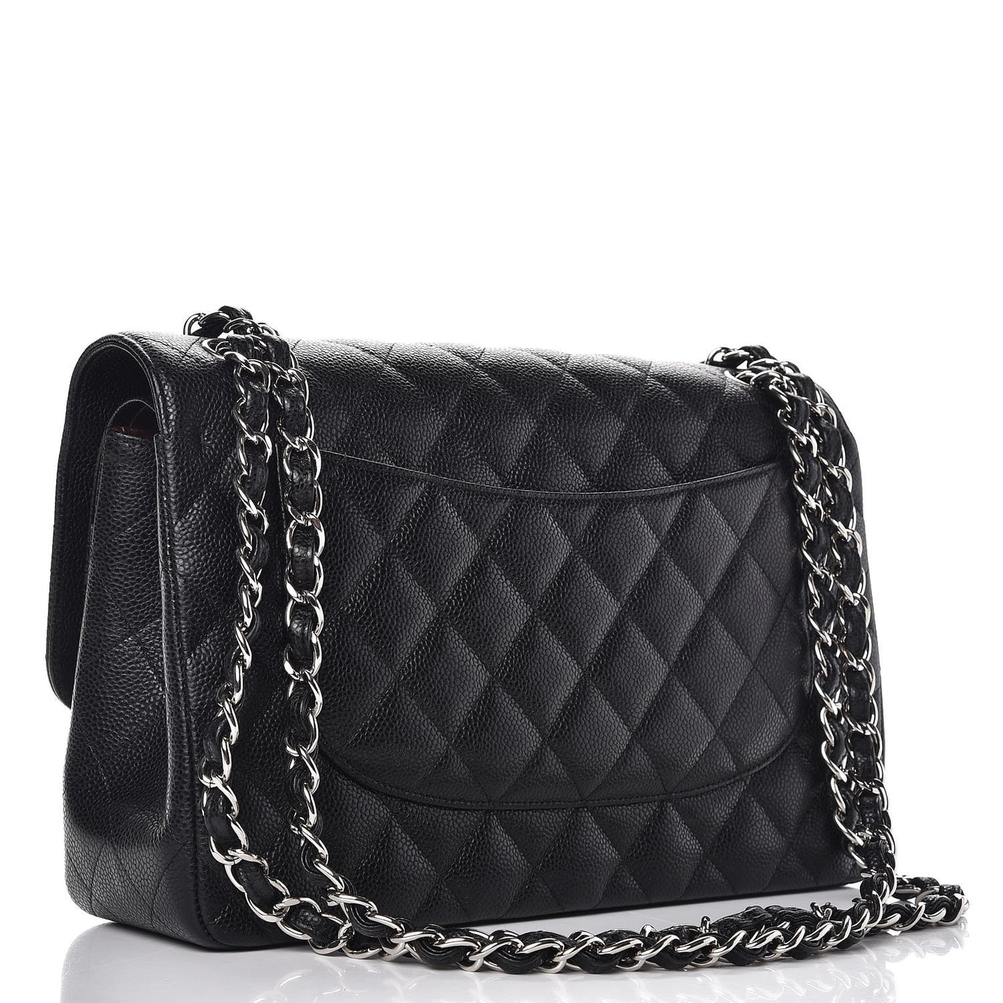 Caviar Quilted Jumbo Double Flap Black