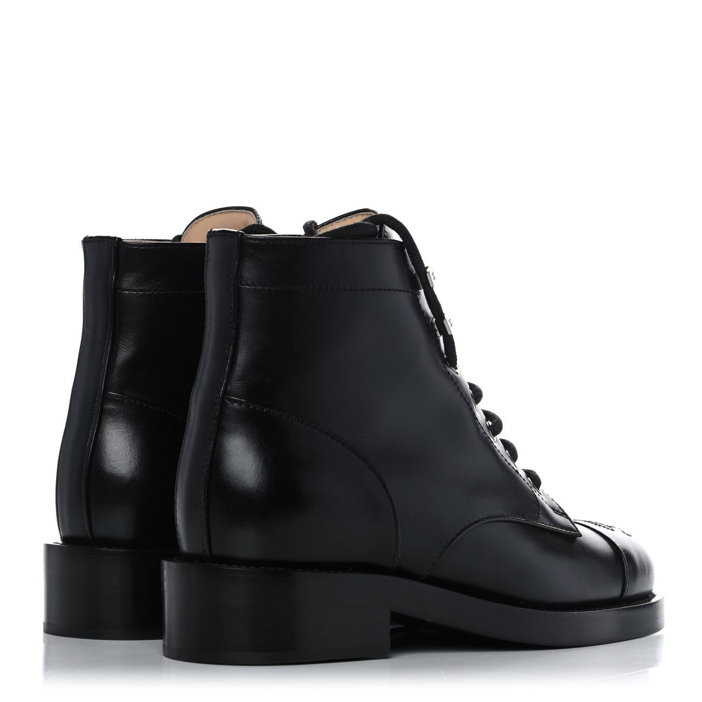 Calfskin Combat Boots 36 Black