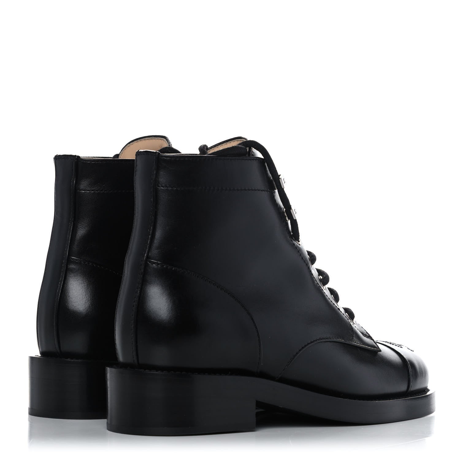 Chanel Calfskin Combat Boots 36 Black 4 of 9