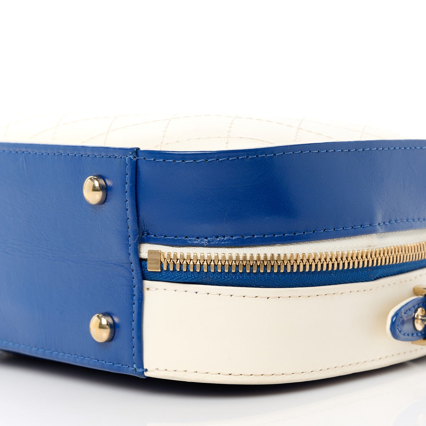 Calfskin Stitched Vanity Case White Blue