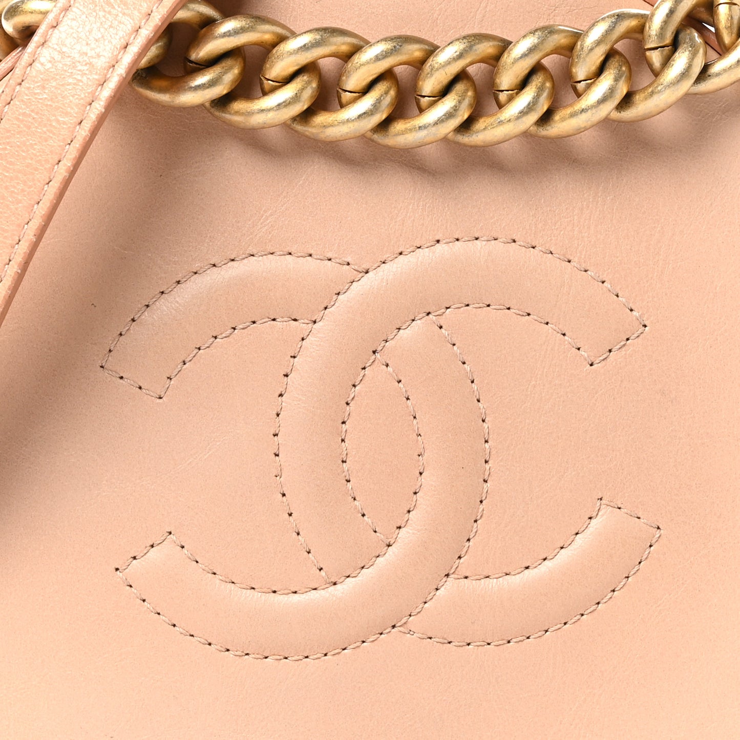 Glazed Calfskin Round As Earth Evening Bag Beige